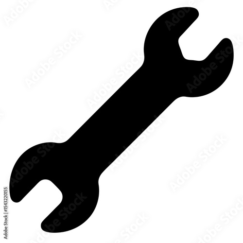 Silhouette illustration of an open end wrench tool for tightening bolts and nuts