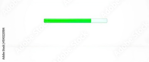 Sleek green progress bar on bright white backdrop,  clean,  indicator