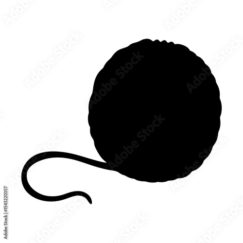 Silhouette of yarn ball with loose end, perfect for knitting projects