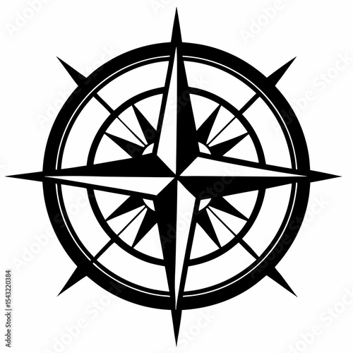 Compass vector silhouette on white background