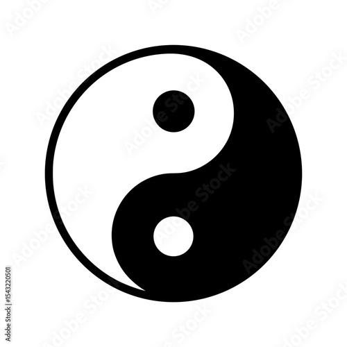 Yin and Yang symbol of balance and harmony in black and white