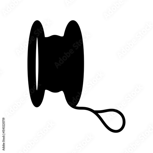 Simple Silhouette of a Classic YoYo with Looped String on White