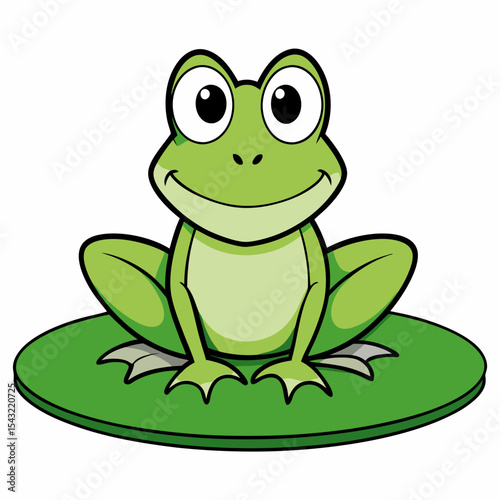 Frog on Lily Pad vector illustration on white background