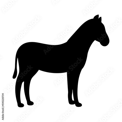 Silhouette of a graceful horse standing tall against a white background