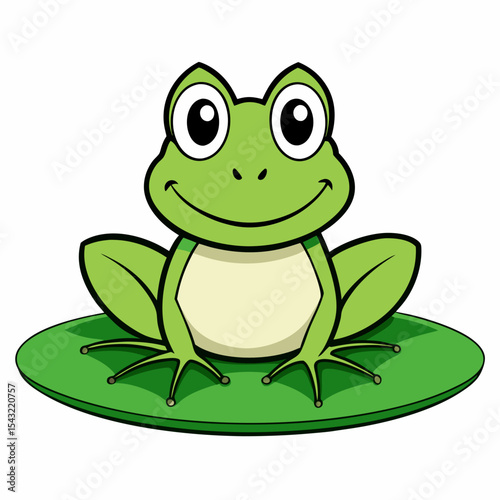 Frog on Lily Pad vector illustration on white background