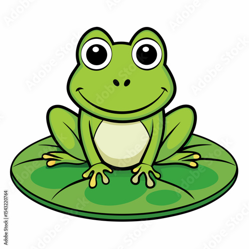 Frog on Lily Pad vector illustration on white background
