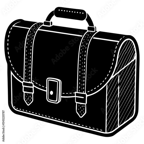 Briefcase vector silhouette on white background