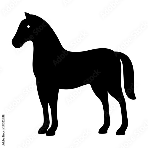 Simple black silhouette of a standing horse viewed from the side photo