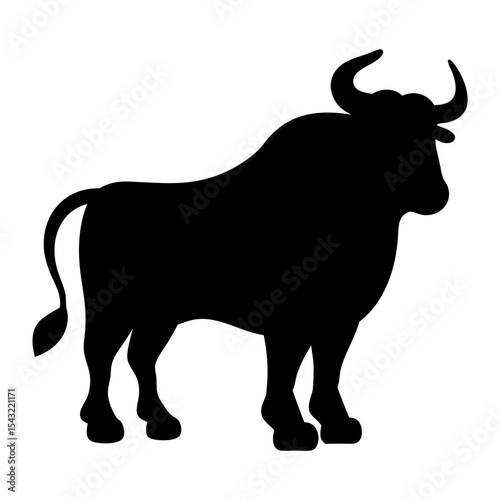 Silhouette of a powerful bull, standing tall with strong presence