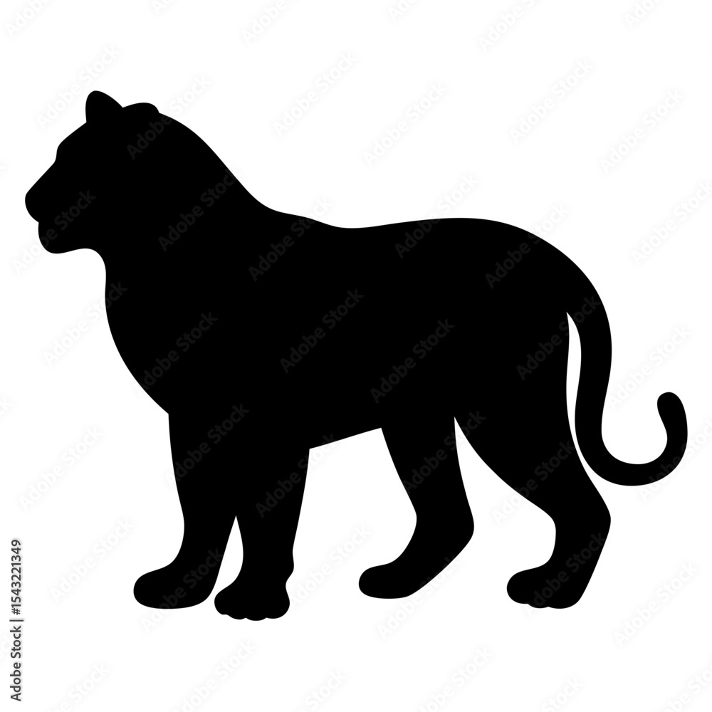 Obraz premium Black Panther Silhouette Standing in Profile, Majestic and Powerful Creature