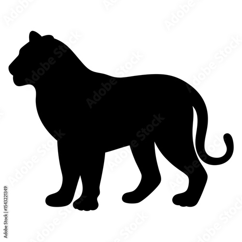 Black Panther Silhouette Standing in Profile, Majestic and Powerful Creature
