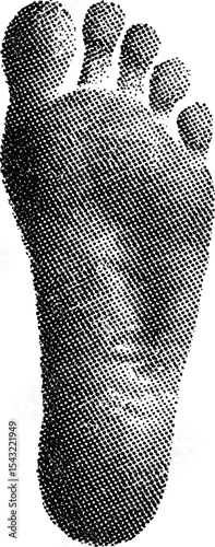 Foot Impression: An artistic grayscale capture of a human foot impression, showcasing its detailed texture and form, representing the essence of human anatomy.