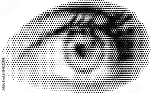 A Glimpse Within: Capturing the intensity of the human gaze through the unique medium of pointillism, where the eye's complexity is revealed