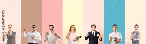 Set of real estate agents o...