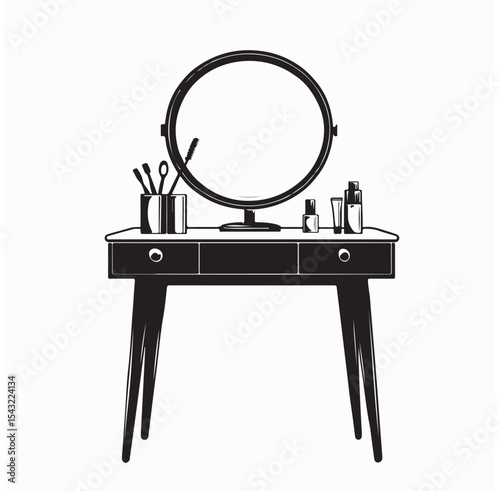 Modern Dressing Table Stock Vectors and Vector Art isolated on white background.