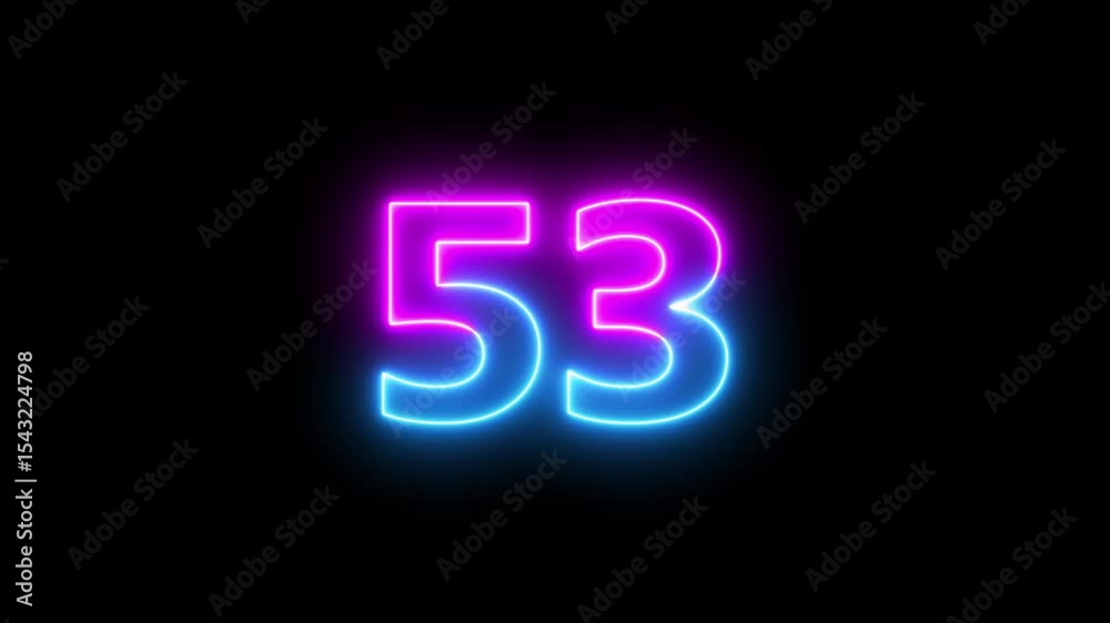 Neon text 53 number countdown icon background 4k animation .Neon number 53 with alpha channel, neon numbers, Bright neon glowing number 53 Energy Neon red Number 52 Animation. Neon text 53 number countdown icon background 4k animation .Neon number 53 with alpha channel, neon numbers, Bright neon glowing number 53 Energy Neon red Number 52 Animation.