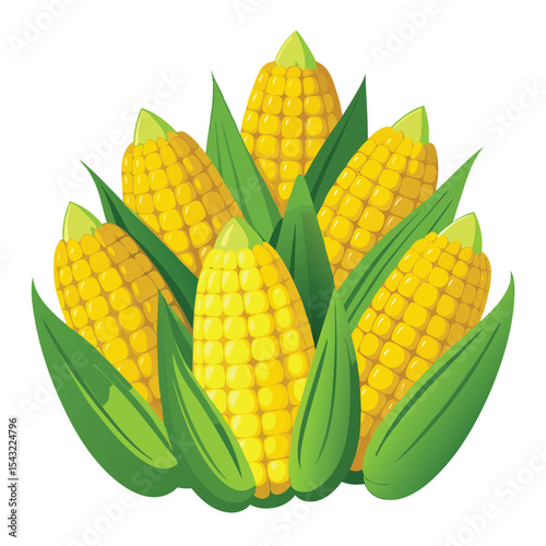 Fresh Yellow Corn Cob Pile Green Leaves Harvest corn on the cob