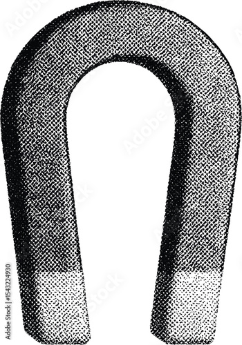 Halftone Magnetic Force: A classic illustration of a horseshoe magnet, a symbol of the invisible yet powerful forces that shape our world. Depicting attraction and repulsion in its elemental form.