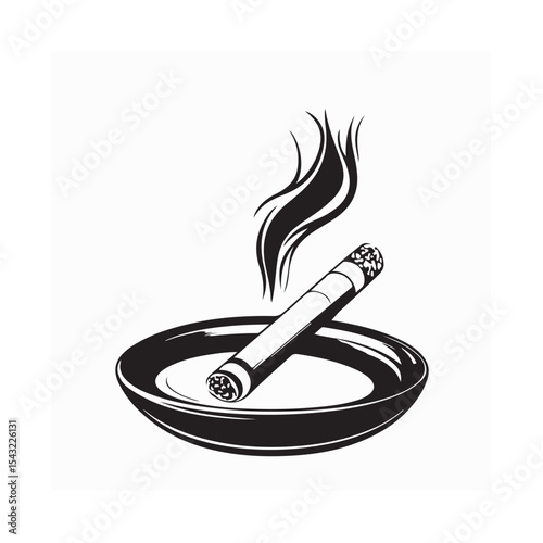 Ashtray with a smoking cigarette image vector isolated on white background.