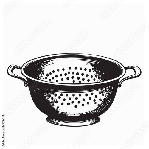Minimalist Colander Vector Illustration isolated on white background.