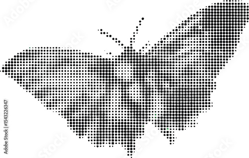 Butterfly Dotted Silhouette: A captivating close-up of a delicate butterfly form in a monochrome dotted pattern, this image is the perfect addition to any art.