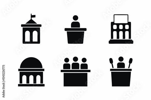 set of Congress silhouette vector illustration