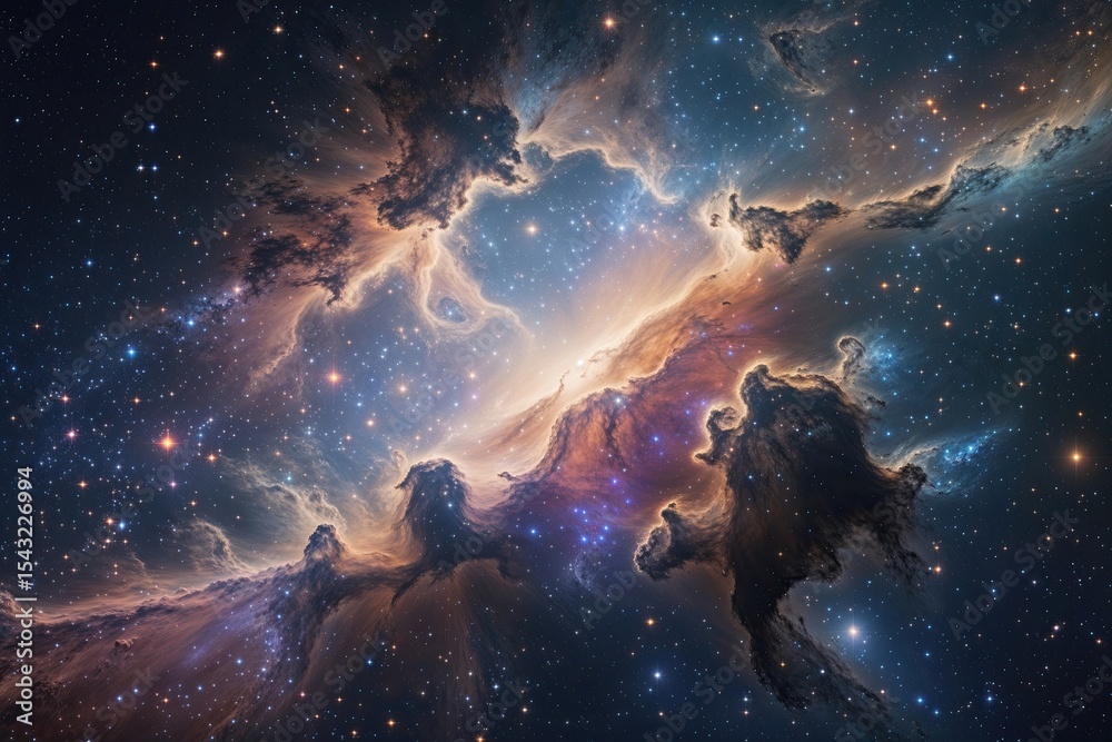 Obraz premium Whimsical Interstellar Nebula and Starry Galactic Space Fields