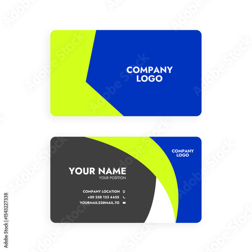business card with your information vector template design with blue and green color