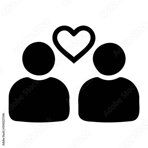 Two stylized figures shown with a heart shape floating above them suggesting love or connection concept on transparent background