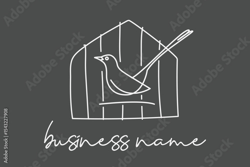 Magpie Logo. Bird in the cage