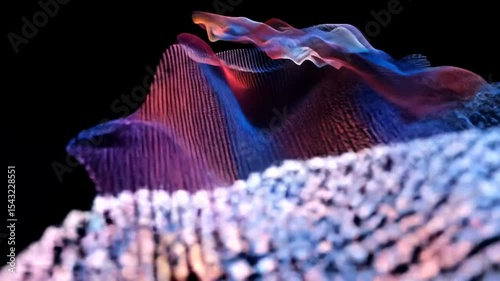 Abstract colorful wave patterns with dynamic lighting effects in a dark background