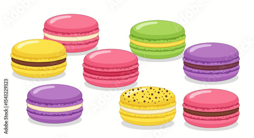 Vector illustration of colorful macaroons isolated on white background