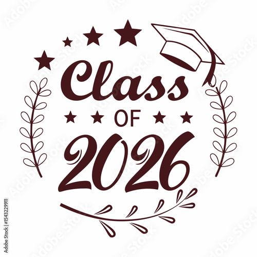 Class of 2026 graduation design with stars