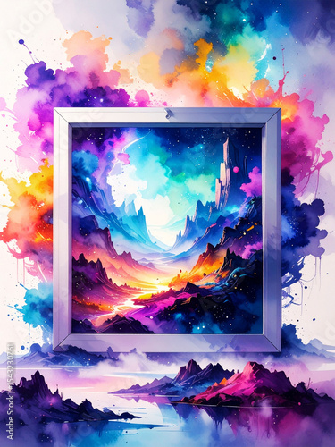 Abstract rainbow watercolor splashes create a vibrant, grunge-inspired design with artistic ink and paint textures, perfect for a colorful wallpaper or decorative background illustration photo