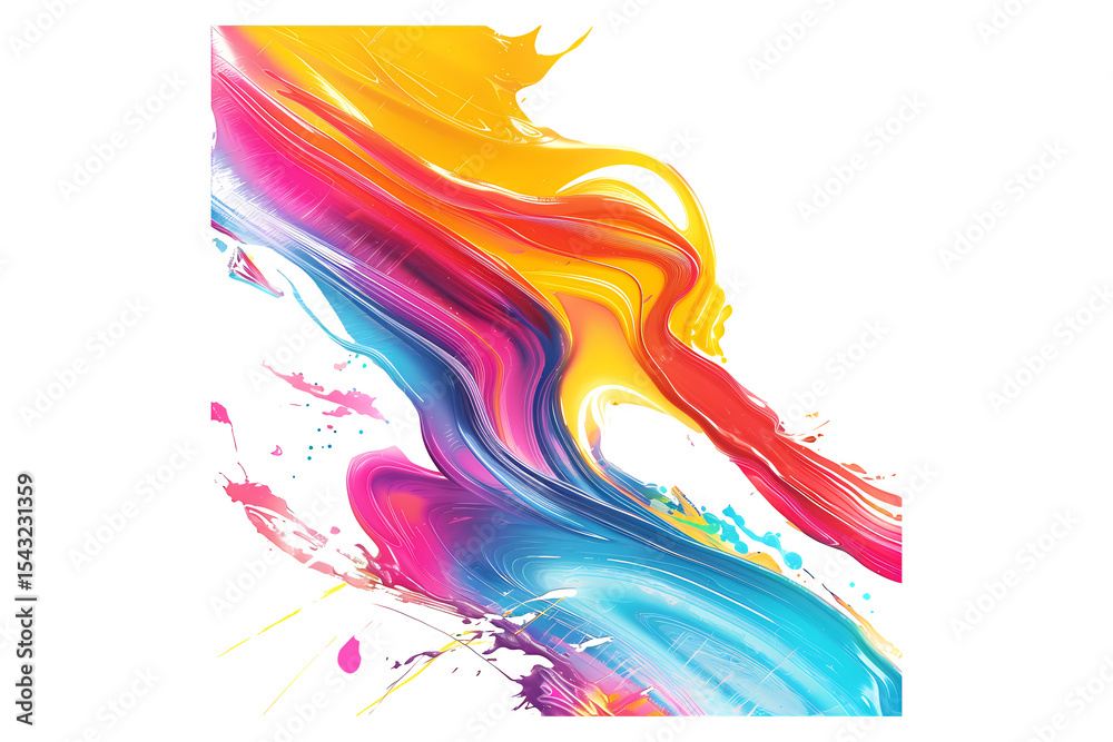 Obraz premium Abstract colourful brush stroke, paint splash, 3d creative smear, dynamic splatter, colorful curl, artistic ribbon, isolated on black background , Colourful sneaker illustration Colourful strokes with