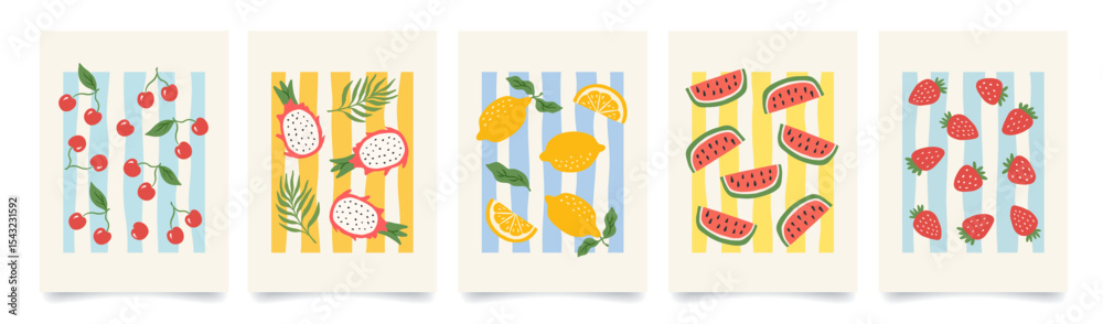 Εκτύπωση καμβά Set of colorful fruit summer poster