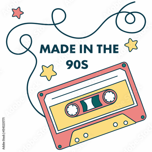 Retro cassette tape 90s nostalgia music design