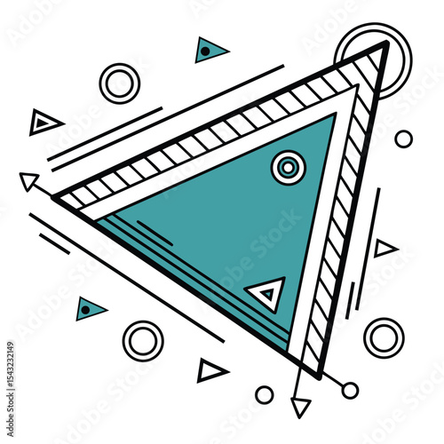 Abstract Teal Triangle Banner with Outline Accents vector