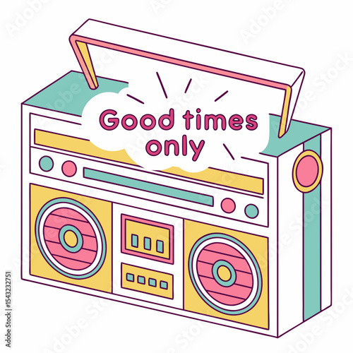 Retro boombox good times only pastel colors