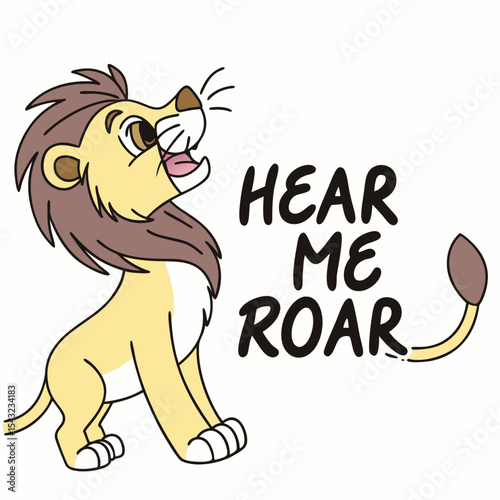 Bild auf Leinwand Adorable lion cub roaring hear me roar cartoon illustration