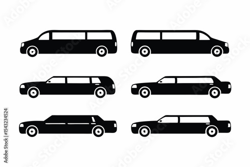 set of Limo icon silhouette vector illustration