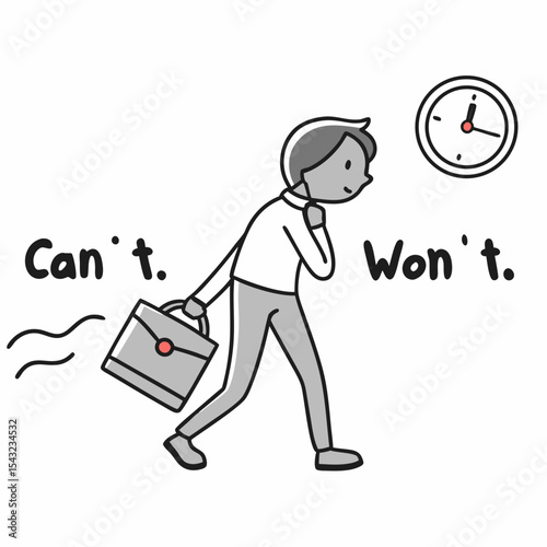 Businessperson leaving work late can't won't