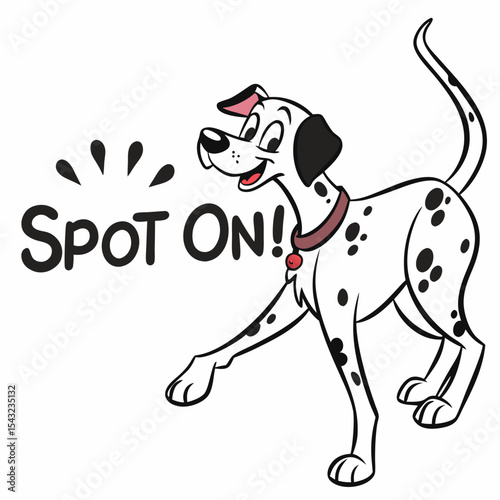 Playful dalmatian dog spot on cartoon illustration