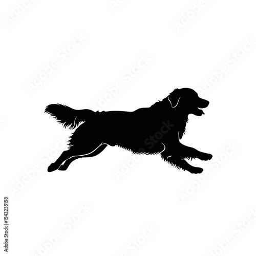 Silhouette Running Golden Retriever Logo, Black Dog Vector Art
