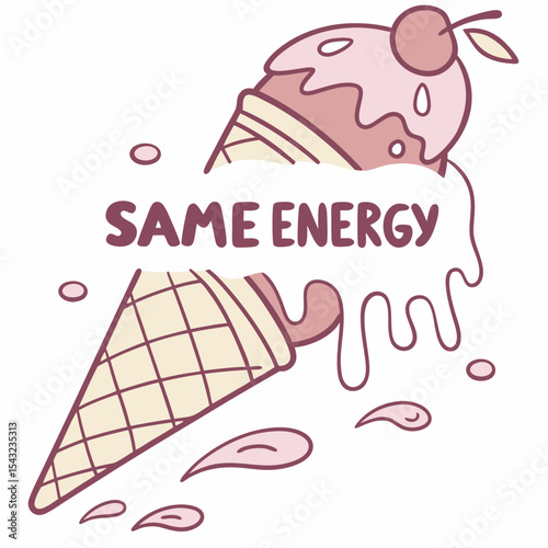 Melted ice cream cone same energy summer vibes