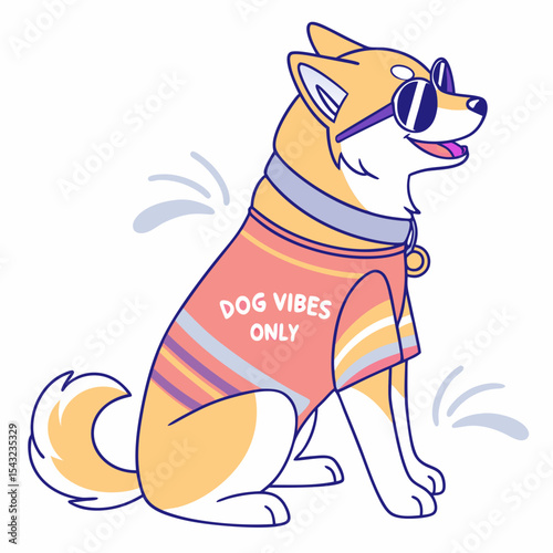 Cool shiba inu dog wearing sunglasses summer vibes