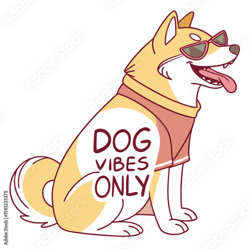 Cool shiba inu dog wearing sunglasses dog vibes only
