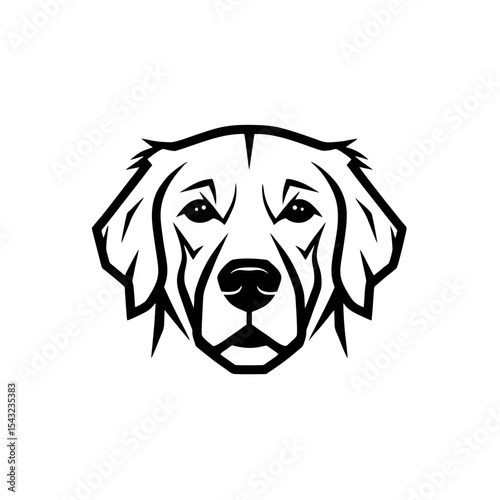 Modern Golden Retriever Logo, Geometric Dog Face Illustration Art