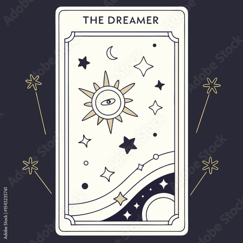 Celestial dreamer tarot card minimalist design