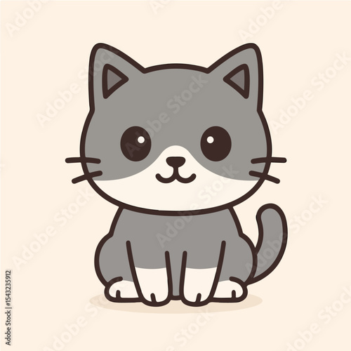 Adorable Gray Kitten Cartoon Illustration Perfect for Children's Books Websites and Cute Pet Products Designs